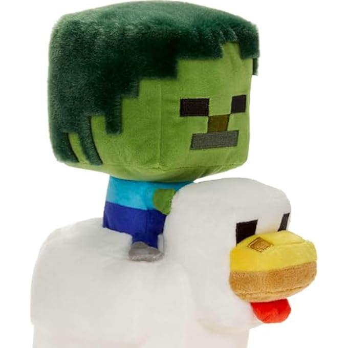 MINECRAFT PLUSH ZOMBIE CHICKEN JOCKEY TOY, COLLECTIBLE STUFFED ANIMAL, 8-INCH SOFT DOLL INSPIRED BY VIDEO GAME CHARACTER​​ - Image 2